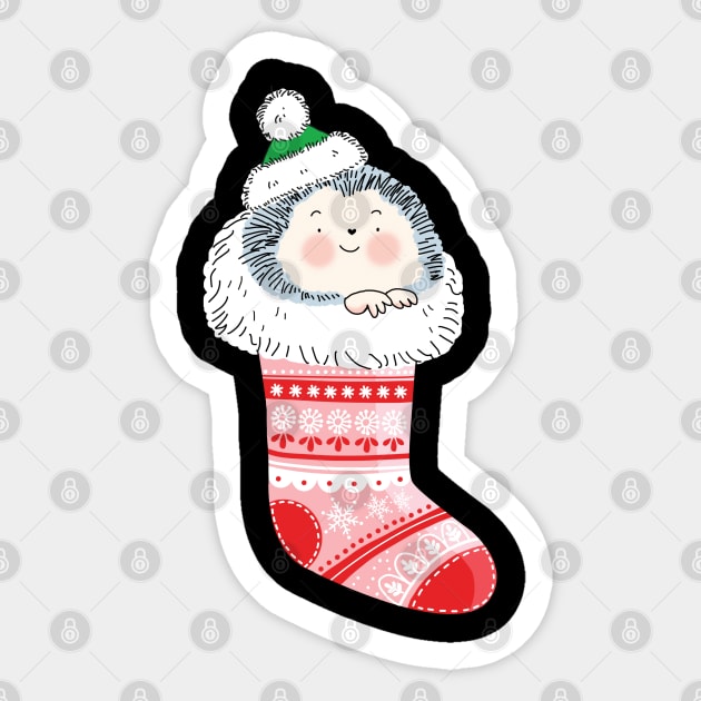 Hedgehog Christmas Stocking Sticker by SuperrSunday